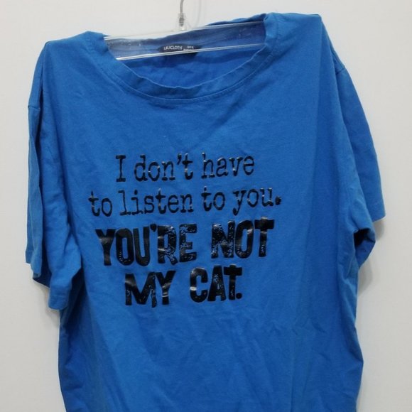Lilicloth Tops - hilarious blue Lilicloth cat t-shirt, XL